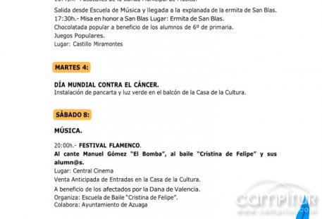 Azuaga se llena de cultura y tradición con una variada programación en febrero 